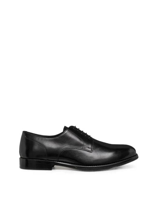 Geox Black Barberigo Leather Derby Shoes for men