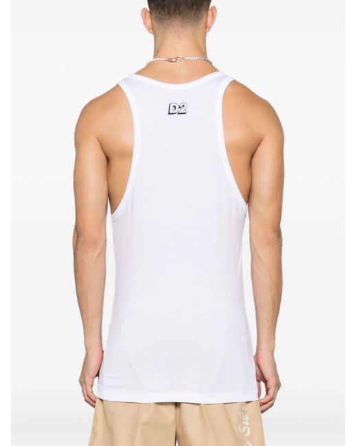 DSquared² White Logo-print Jersey Tank Top for men