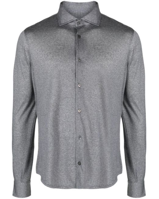 Fedeli Gray Jersey Wool Shirt for men