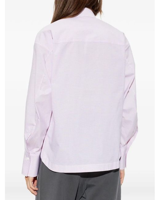 The Attico White Checked-Pattern Cutout-Detail Shirt