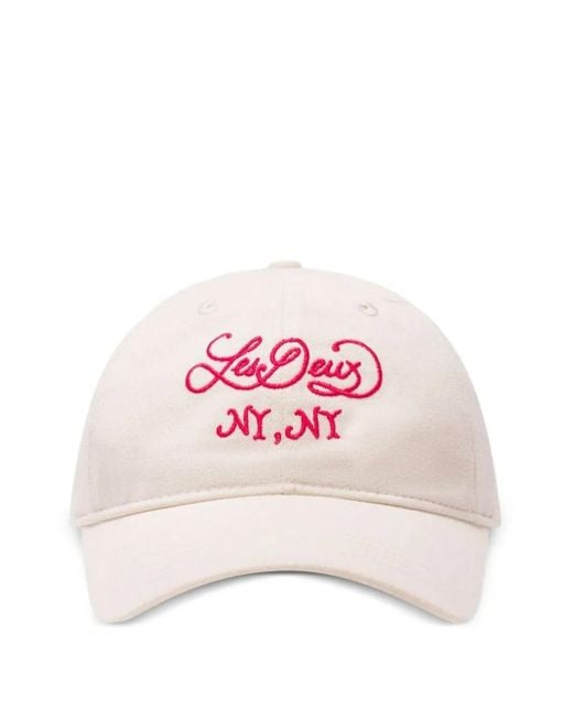 Les Deux Pink Orchard Apple-Embroidered Dad Cap for men