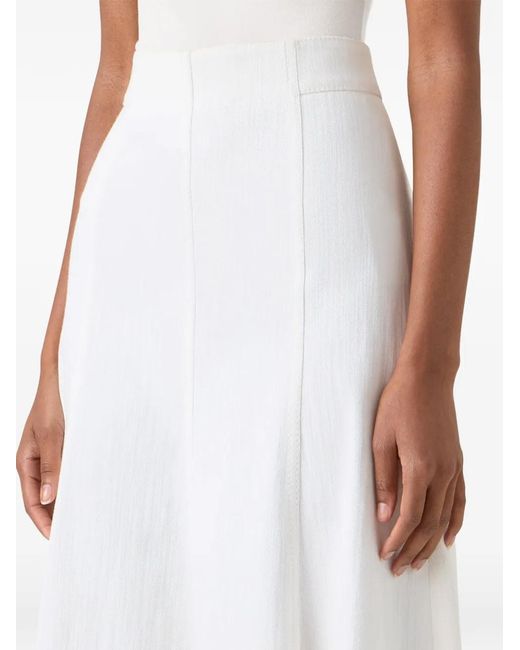 Akris Punto White Pleated Flared Midi Skirt