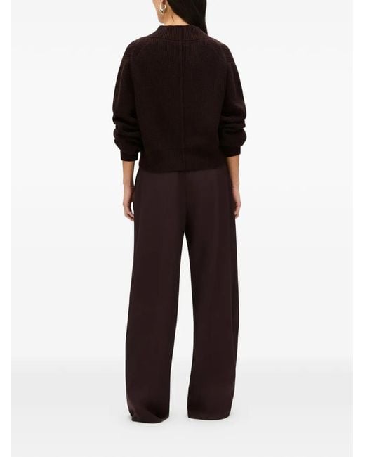 Another Tomorrow Black Ribbed Cropped Cardigan