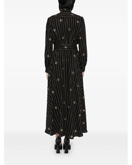 Elie Saab Black Kleid Mit Metallic-Nadelstreifen