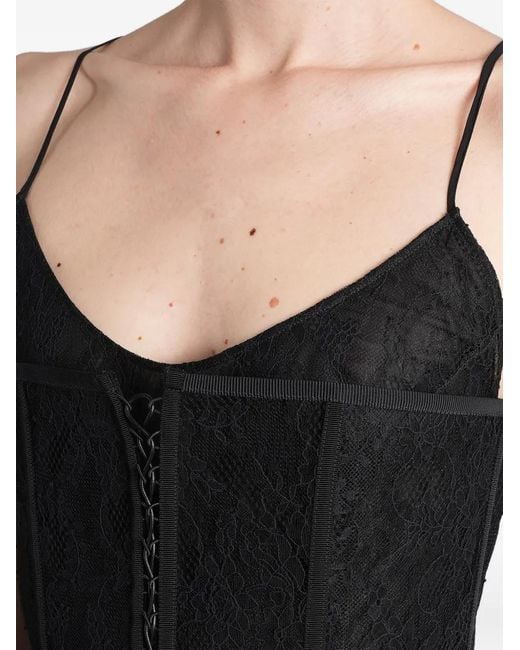GIUSEPPE DI MORABITO Black Lace-Overlay Corset-Style Mini Dress