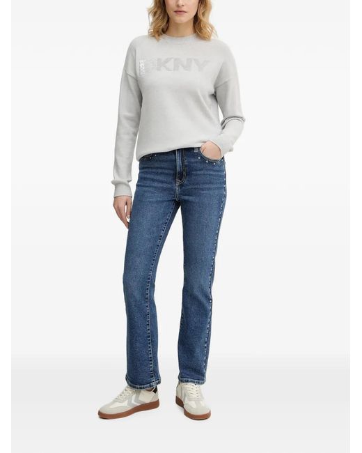 DKNY Gray Sequin-Logo Sweater