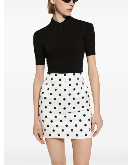 Dolce & Gabbana White Polka-dot Mini Skirt