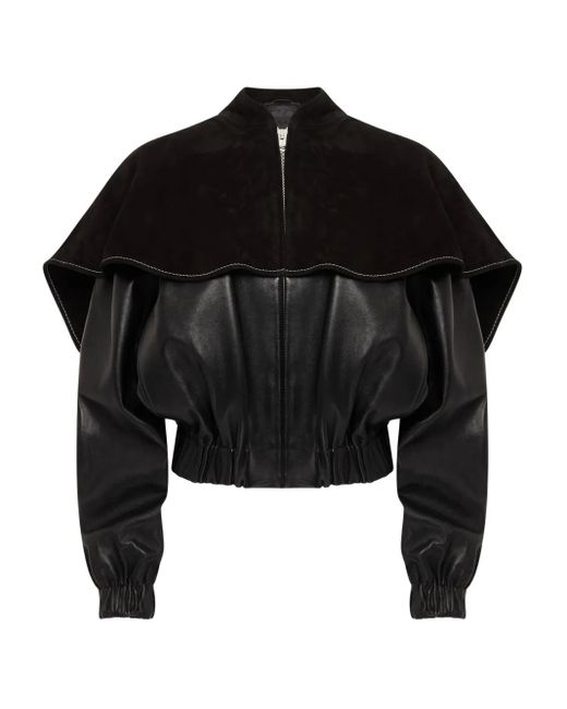 J.W. Anderson Black Oversized-Collar Leather Jacket for men