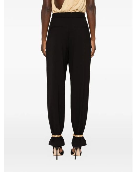 SIMONA CORSELLINI Black Anklet-Detail Trousers