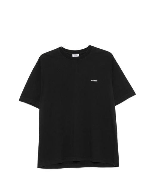 Vetements Black Logo-Print Short-Sleeve T-Shirt for men