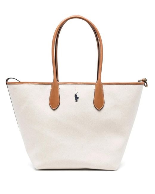 Polo Ralph Lauren White Canvas Tote Bag