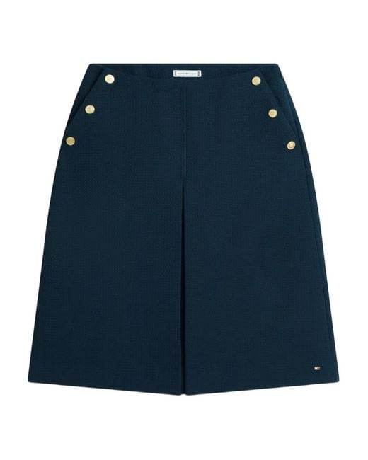 Tommy Hilfiger Blue Buttoned Midi A-Line Skirt