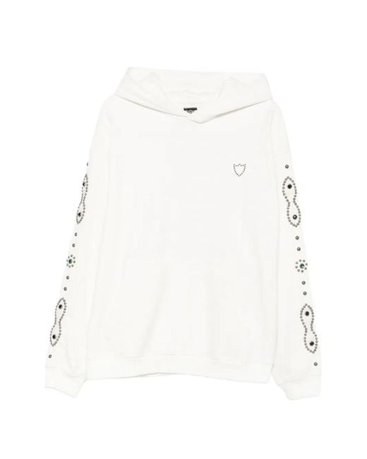 HTC White Moustache Stud-Embellished Crystal-Embellished Hoodie