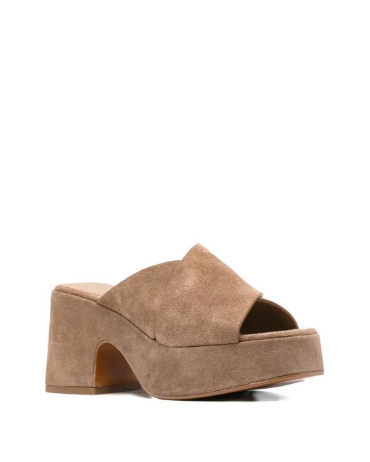 CURIOSITÉ Brown Crossover-Strap Platform Sandals
