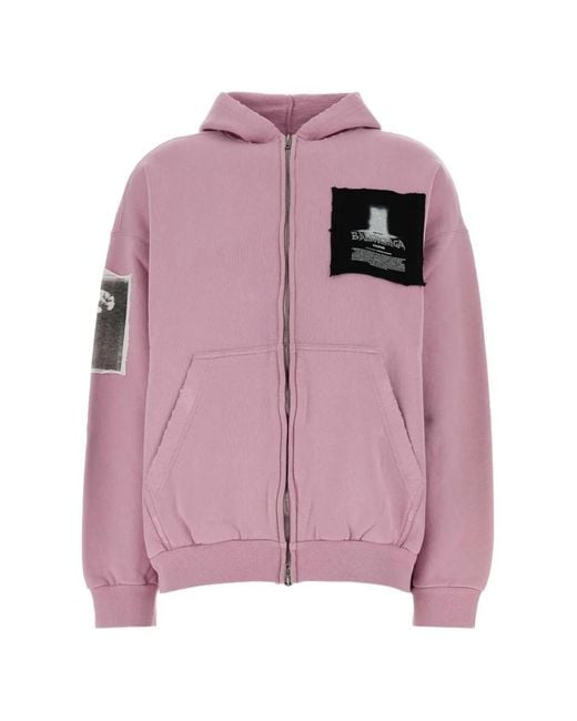 Balenciaga Pink Patch-Detail Zip-Up Hoodie