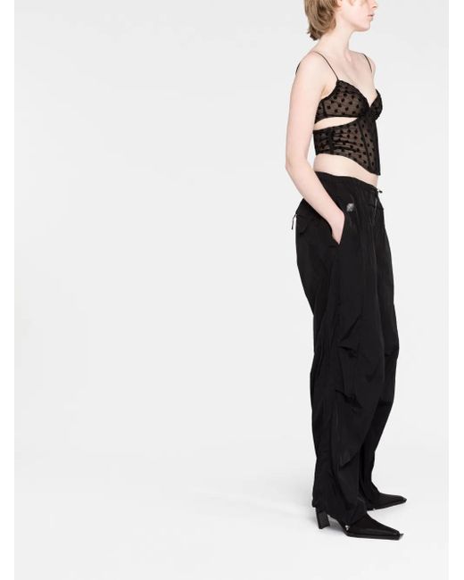M I S B H V Black Mesh Monogram Corset Top
