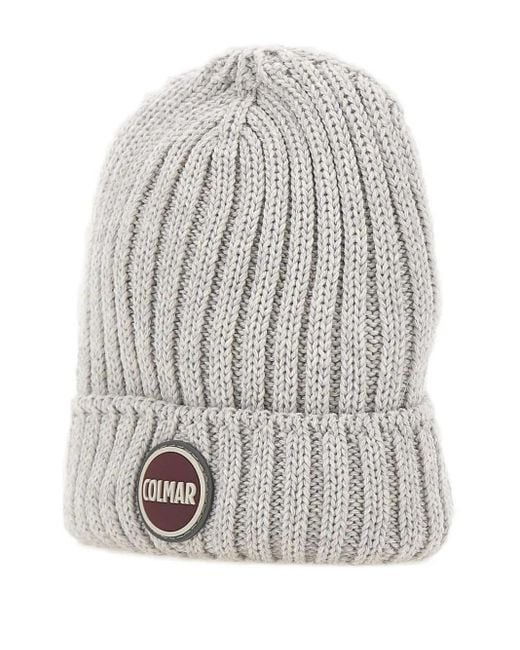 Colmar White Gerippte Beanie Logo-Patch