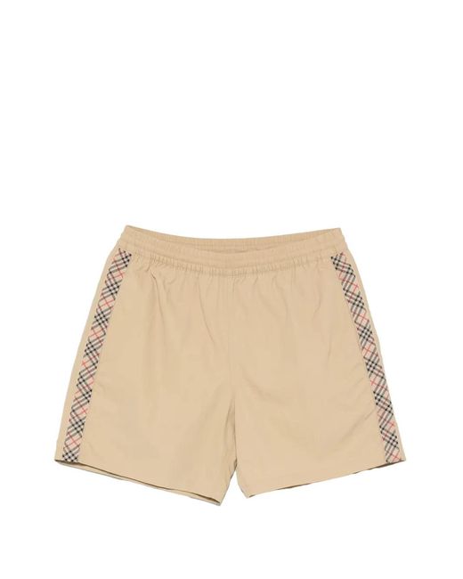 Burberry Natural Short De Bain À Rayures Et Carreaux for men