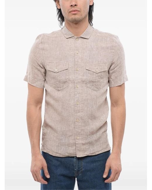Corneliani Gray Saharan Short-Sleeve Shirt for men