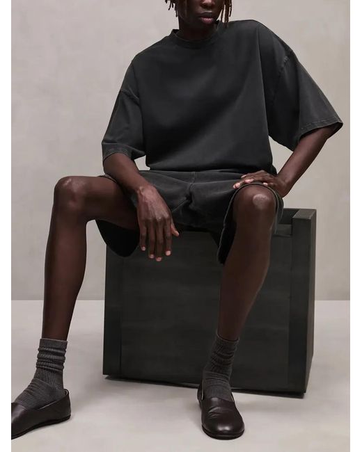 Entire studios Black Washed-Effect Drop-Shoulder T-Shirt