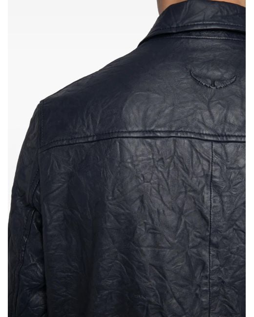 Veste En Cuir À Fermeture Zippée Zadig & Voltaire pour homme en coloris Blue