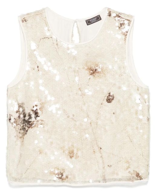 Peserico Lurex Top Met Pailletten in het Natural