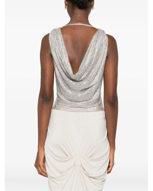 GIUSEPPE DI MORABITO White Cowl-Neck Embellished Top