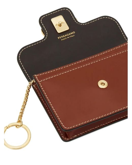 Ferragamo Brown Gancini Card Holder