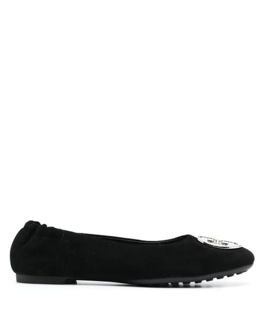 Tory Burch Black Logo-Plaque Detail Ballerina Shoes