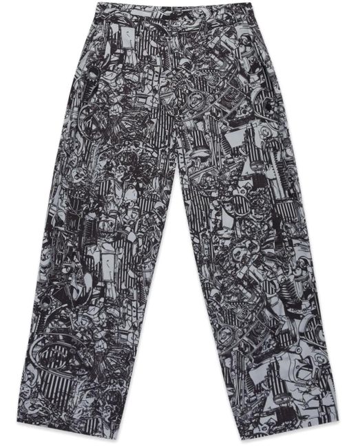 Marcelo Burlon Gray Aop Pyjama Pants for men