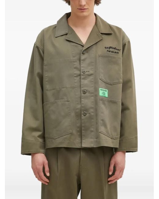 Neighborhood Green Embroidered-Logo Patch-Pocket Jacket for men