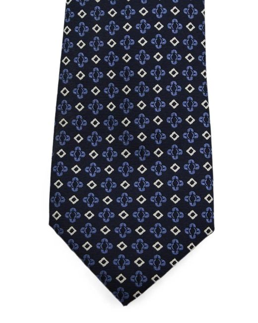 Canali Blue Geometric-Pattern Tie for men