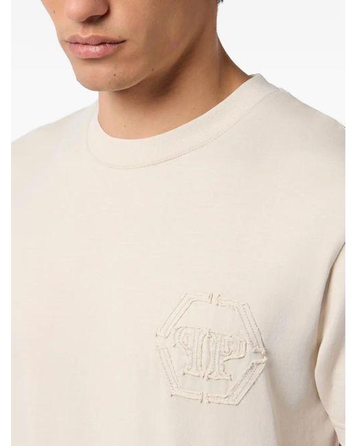 Philipp Plein White Round-Neck Monogram T-Shirt for men