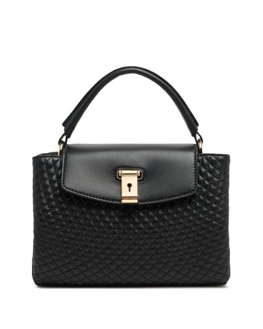 Bally Black Small Lock Me Quilted Top-Handle Tote Bag