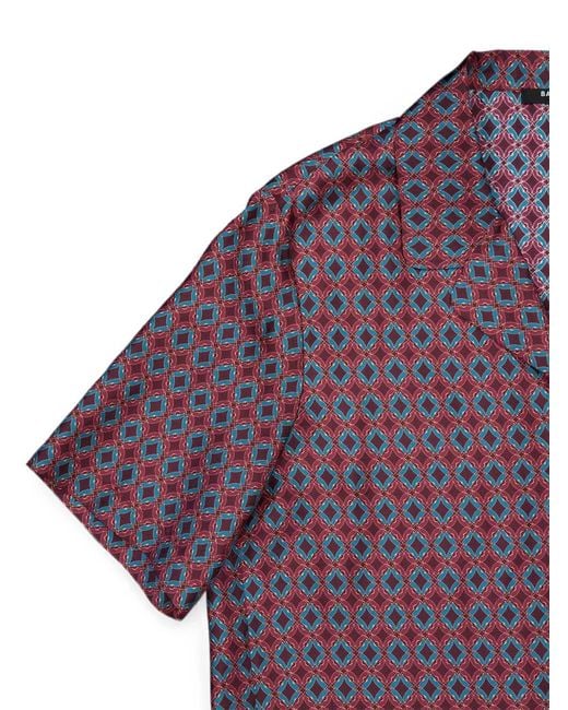 Balmain Purple Geometric-Print Silk Shirt for men