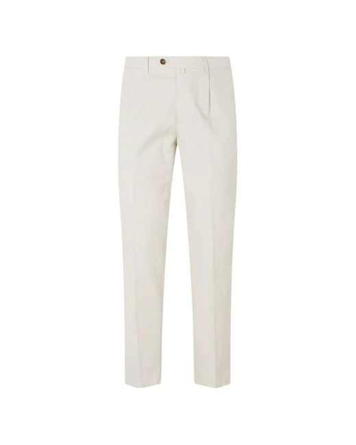 Briglia 1949 White Pleated Pressed-Crease Trousers for men