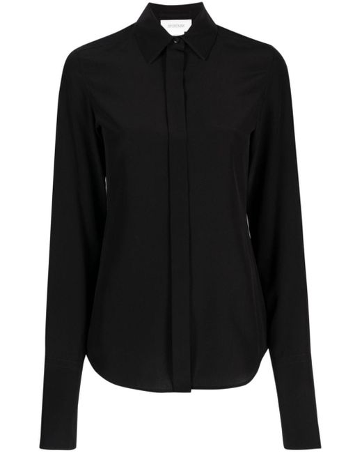 Sportmax Black Long-sleeve Silk Shirt