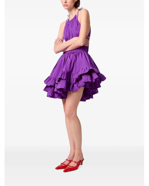 MSGM Purple Ruffled Tiered Mini Dress