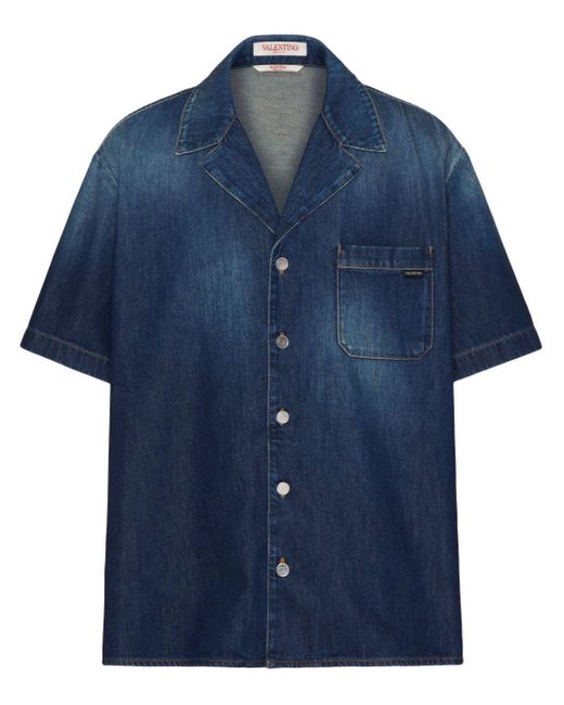 Valentino Garavani Bowlinghemd im Jeans-Look in Blue für Herren
