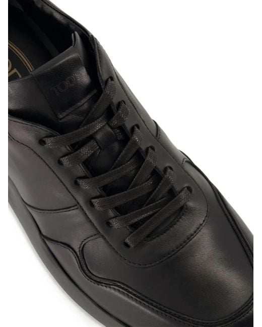 Tod's Men's Black Leather Lace-Up Sneakers