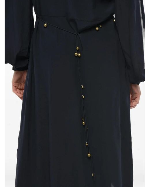 Stella McCartney Blue Maxi Silk Crepe-De-Chine Dress With Long Sleeves