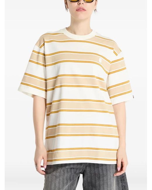 A Bathing Ape Natural Stripe Short-Sleeve T-Shirt