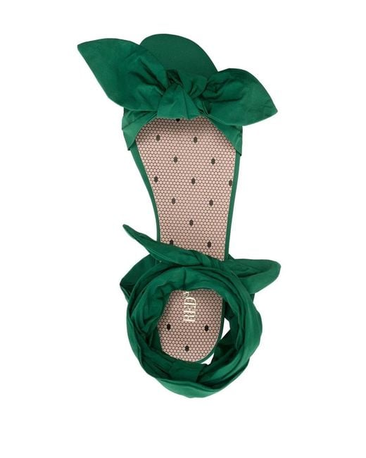 Red(v) Green Bow-Detail Flat Sandals