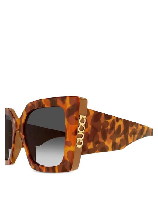 Gucci Brown Tortoiseshell-Effect Square-Frame Sunglasses for men