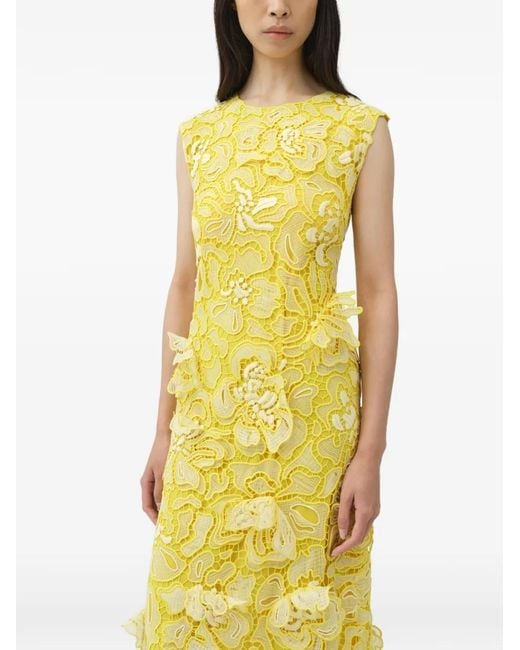Jonathan Simkhai Yellow Dahlia Lace Midi Dress