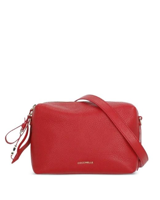 Coccinelle Red Pebbled Leather Shoulder Bag