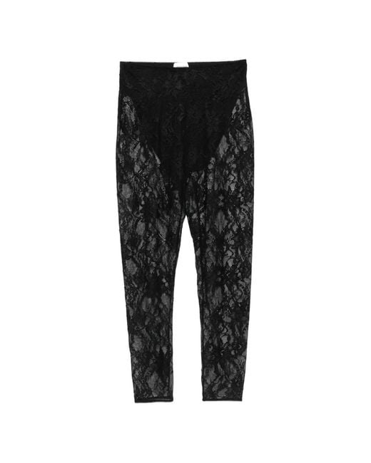 ANDAMANE Black Loli Lace-Panelled Cropped Trousers