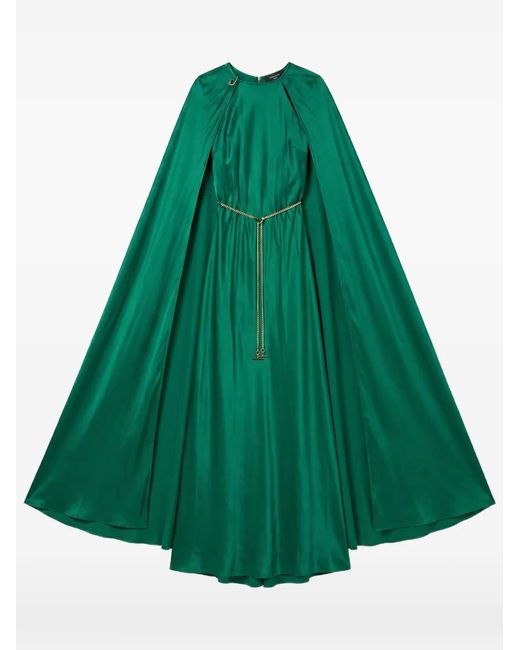 Danamé Green Cape-Style Chain-Belt Maxi Dress