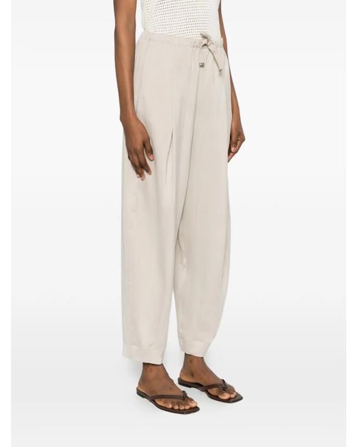 Herno White Drawstring Pleated Trousers