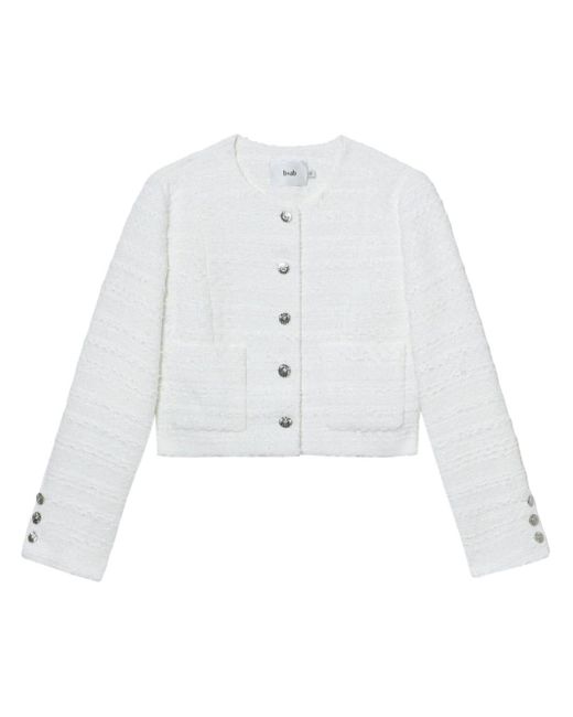 B+ AB White Tweed Button-up Jacket
